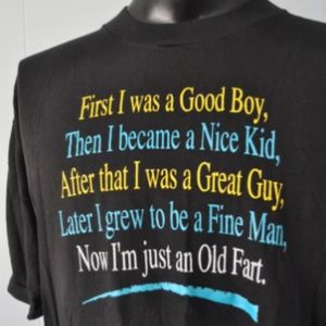 Old Fart Tshirt Vintage Tee Black Teal Humor